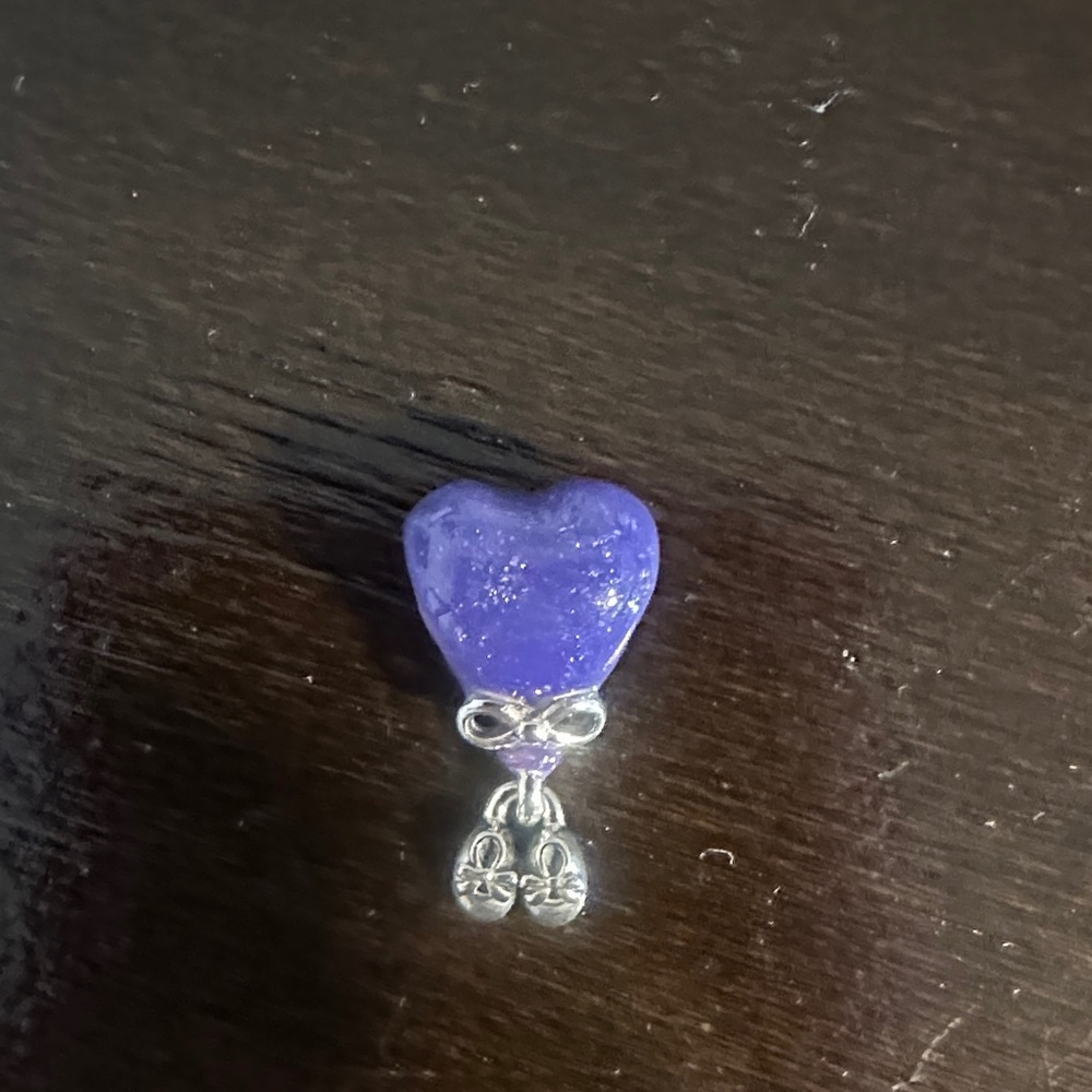 Pandora Purple Heart Charm with Silver Details